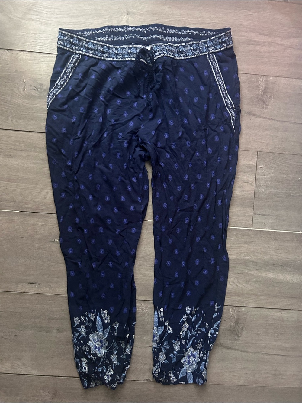 Old Navy Navy Blue Printed Ankle Pants